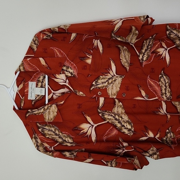 Paradise Collection Cezani 100% silk birds of paradise men's XL button up shirt - Picture 2 of 7